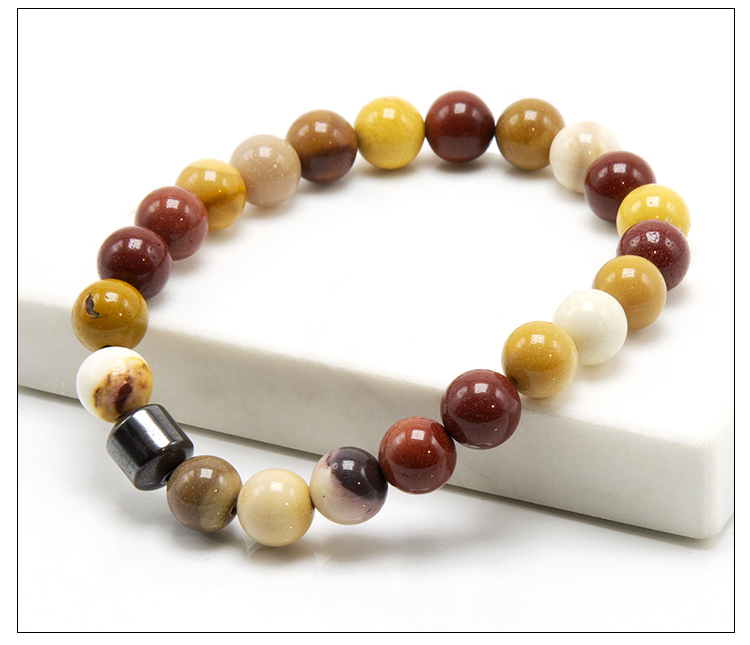 Beads Bracelet Natural Gemstone Picasso Jasper and Magnetic Hematite Exporter