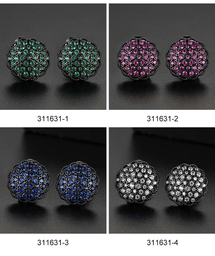 Sunflower Cubic Zirconia Brass Stud Earrings Exporter