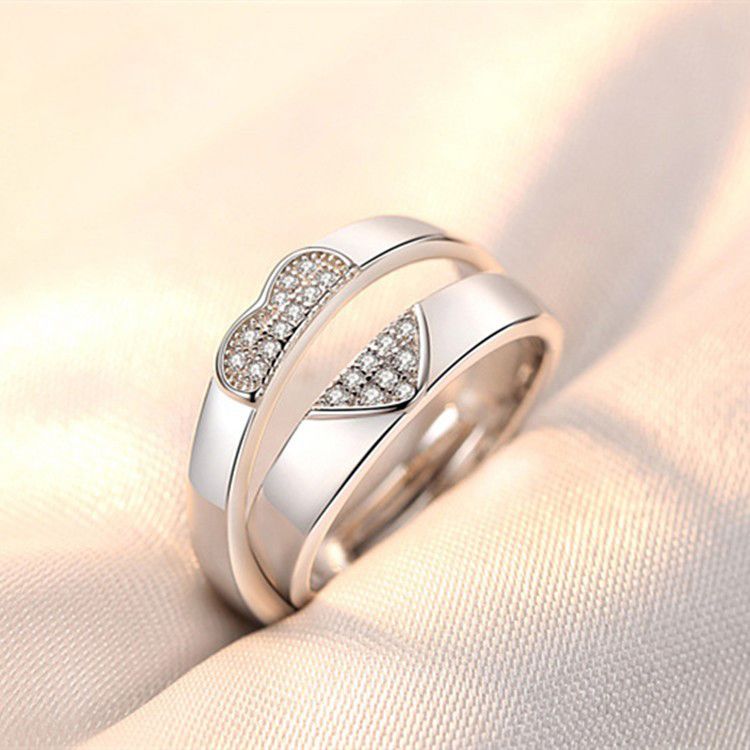 Trendy 925 Sterling Silver Ring Micro Pave Zircon CZ Jewelry Love Heart Exporter