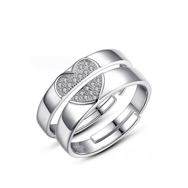 Trendy 925 Sterling Silver Ring Micro Pave Zircon CZ Jewelry Love Heart Exporter