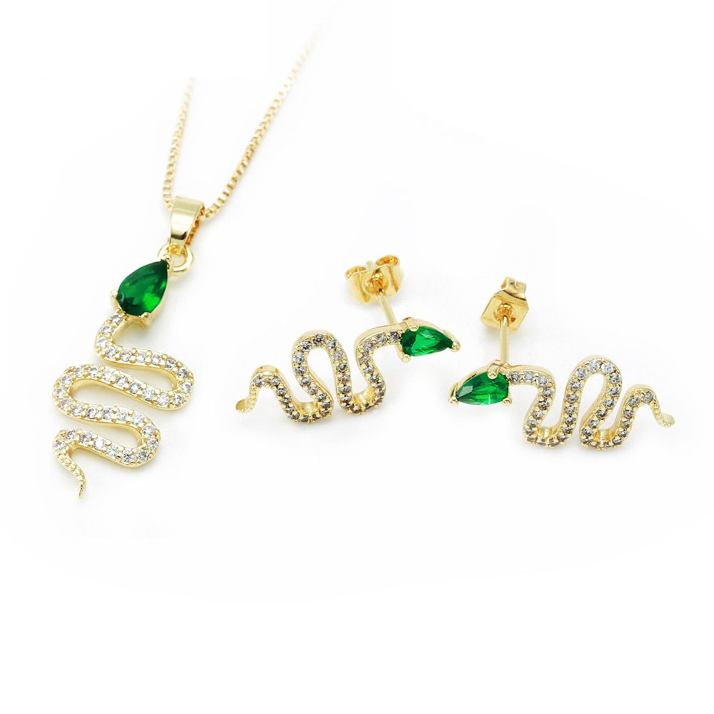 Diamond Gemstone Snake Pendant Women Love Beauty Jewelry Set Supplier