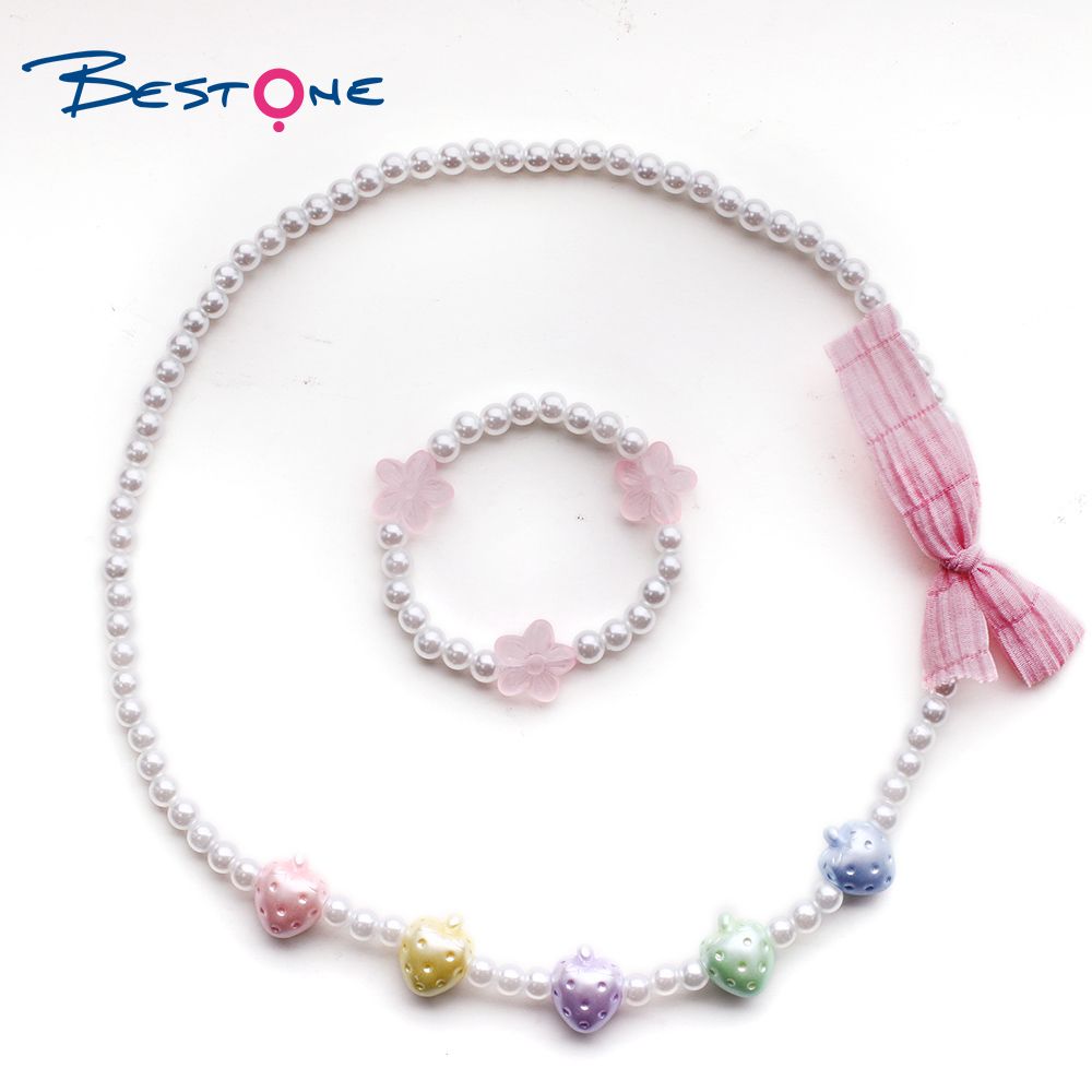 Round Beads White Plastic Pearl Fabric Bowknot Necklaces Bracelet Supplier
