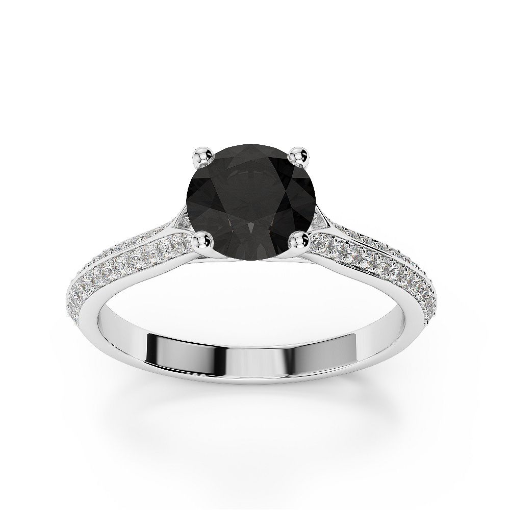 Bright Black Diamond Ring14k White gold Wholesaler