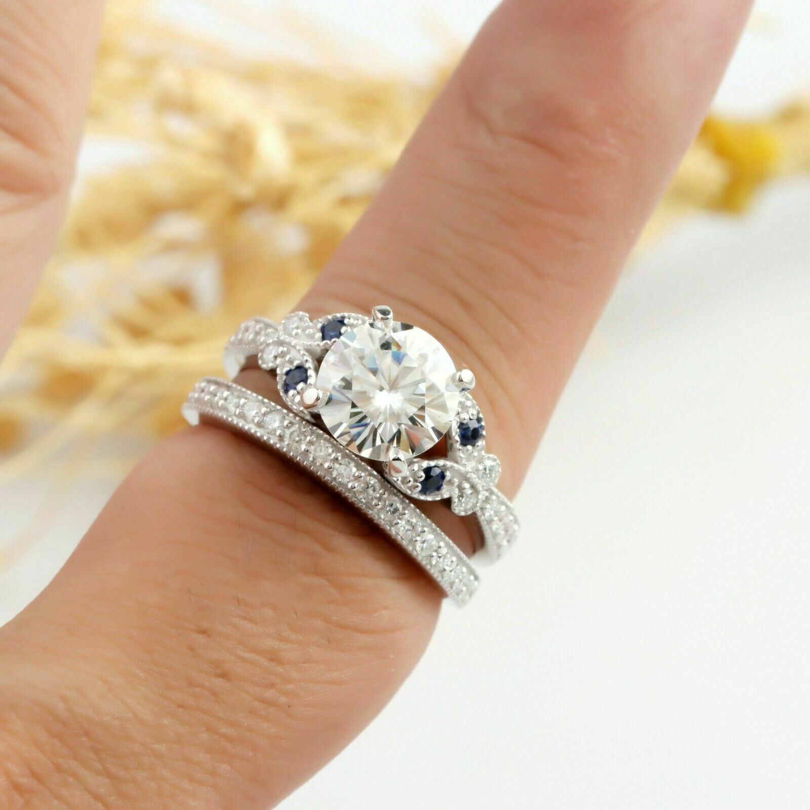 Antique design moissanite colorless diamond solitaire ring Wholesaler
