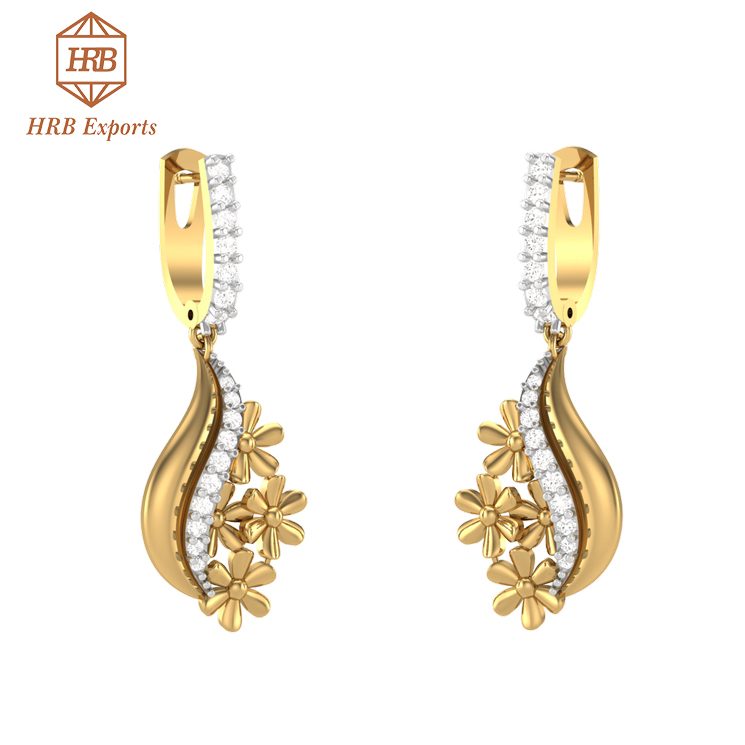 Wholesale Antique design Moissanite colorless diamond solitaire earring