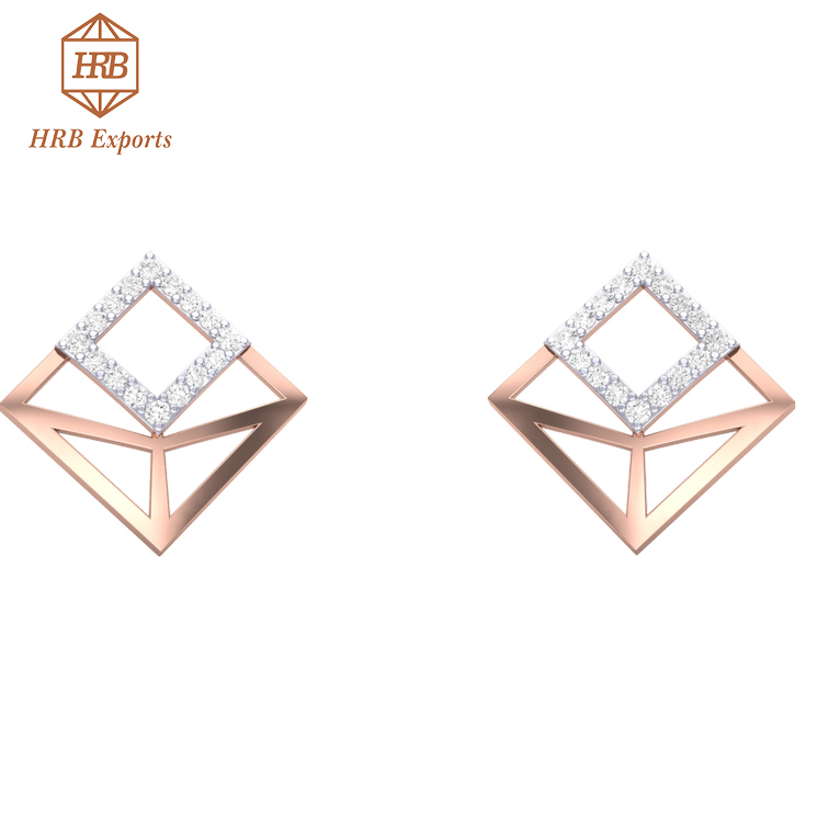Eye popping design Moissanite colorless diamond solitaire earring exporter