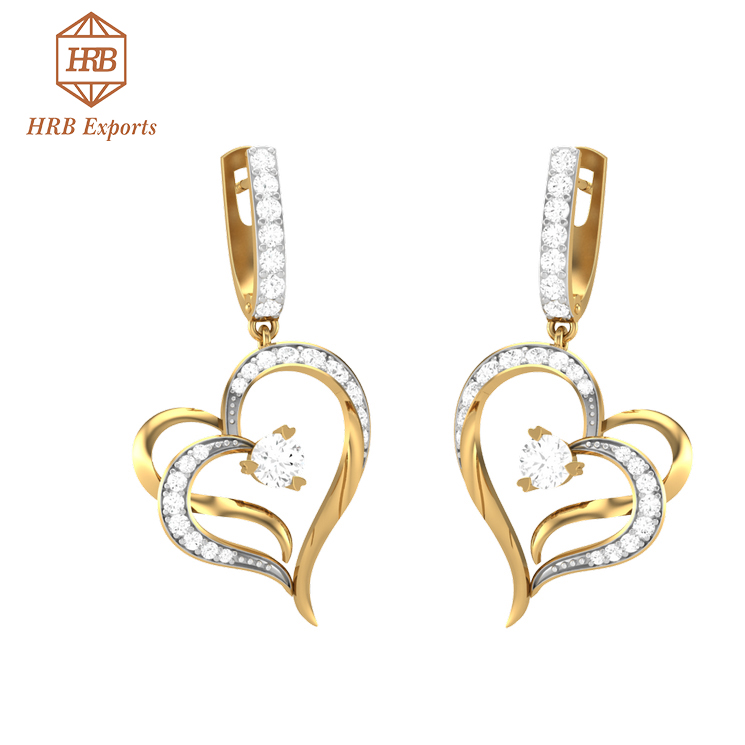 Fancy design Moissanite colorless diamond solitaire earrings exporter