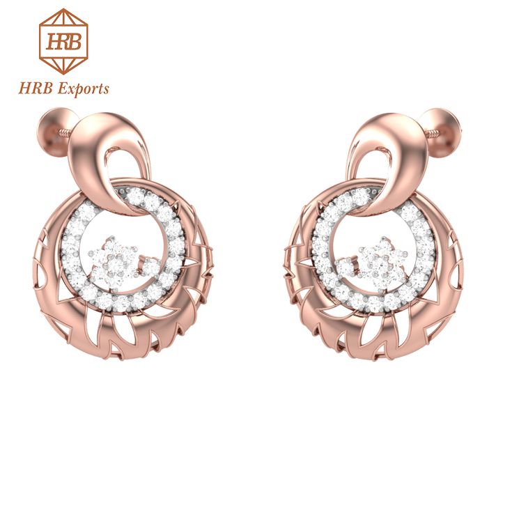 Genuine Edgy design Moissanite colorless diamond solitaire earrings Exporter