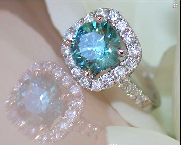 Lovely design moissanite blue diamond solitaire ring wholesaler