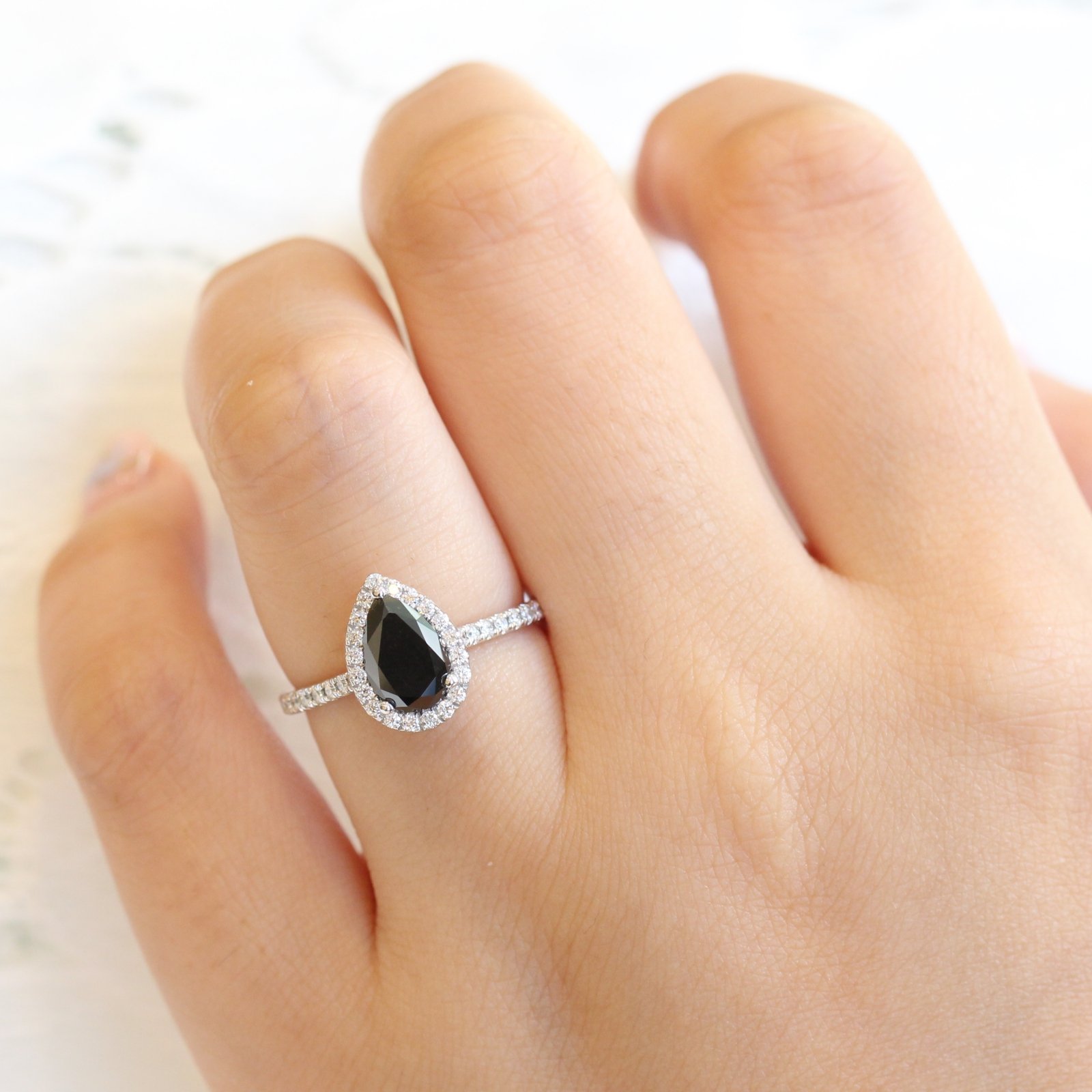 Transparent Black Diamond Engagement Ring DesignerJewelry Wholesaler