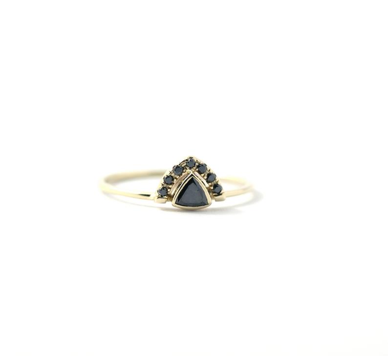 Little Black Diamond Engagement Ring DesignerJewelry Wholesaler