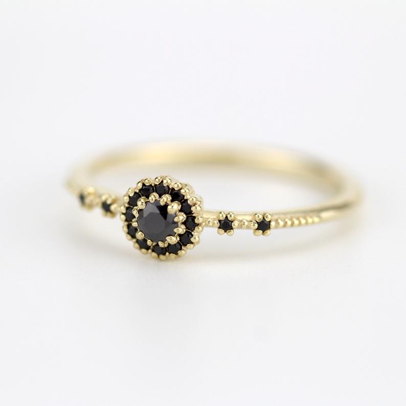 Antique Black Diamond Engagement Ring DesignerJewelry Wholesaler