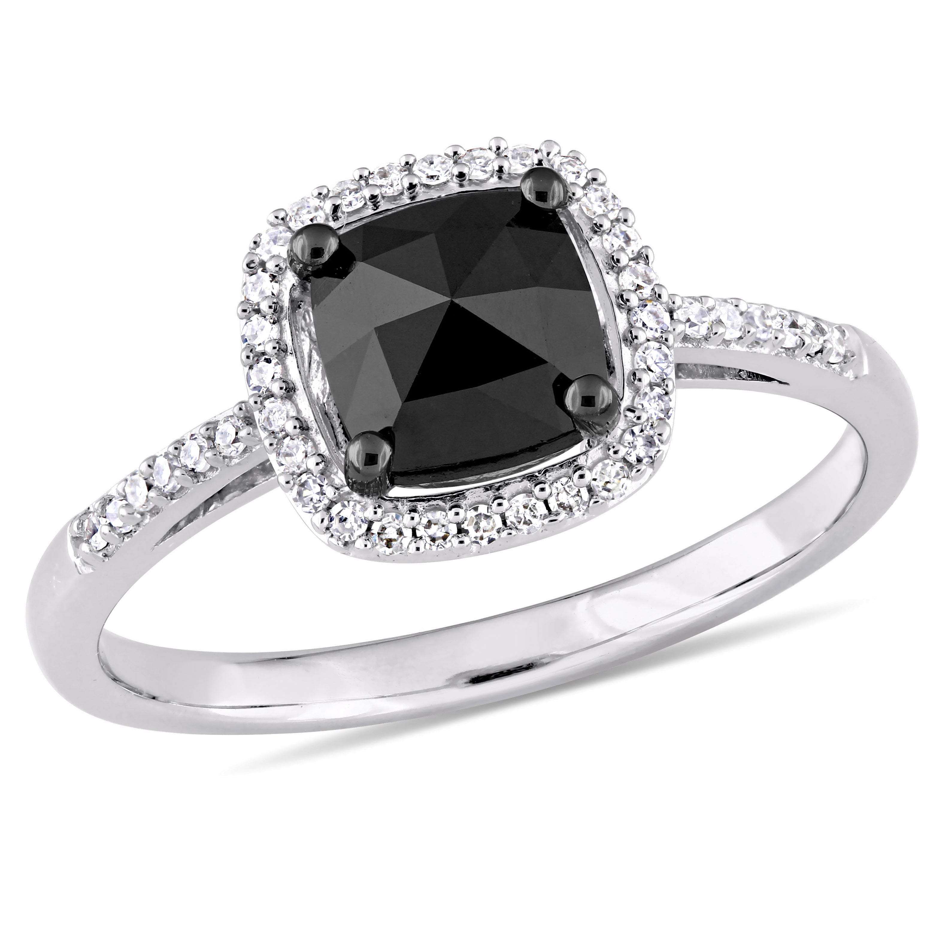 Shiny Black Diamond Engagement Ring DesignerJewelry Wholesaler