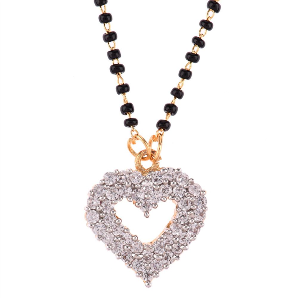 Wholesaler Mangalsutra Indian Black Beaded CZ Heart Love Pendant