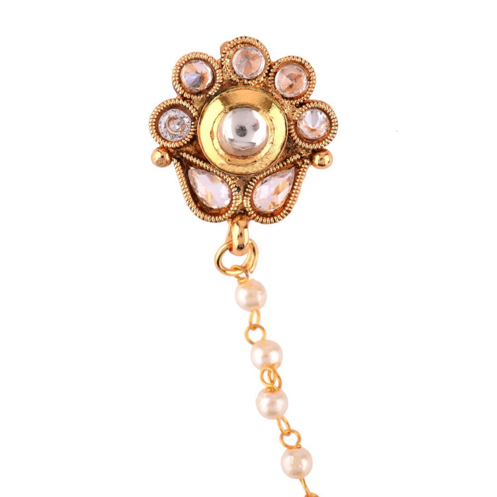 Indian Jewelry Nose Ring Crystal Kundan Bridal Pin with Pearl Chain Manufacturer