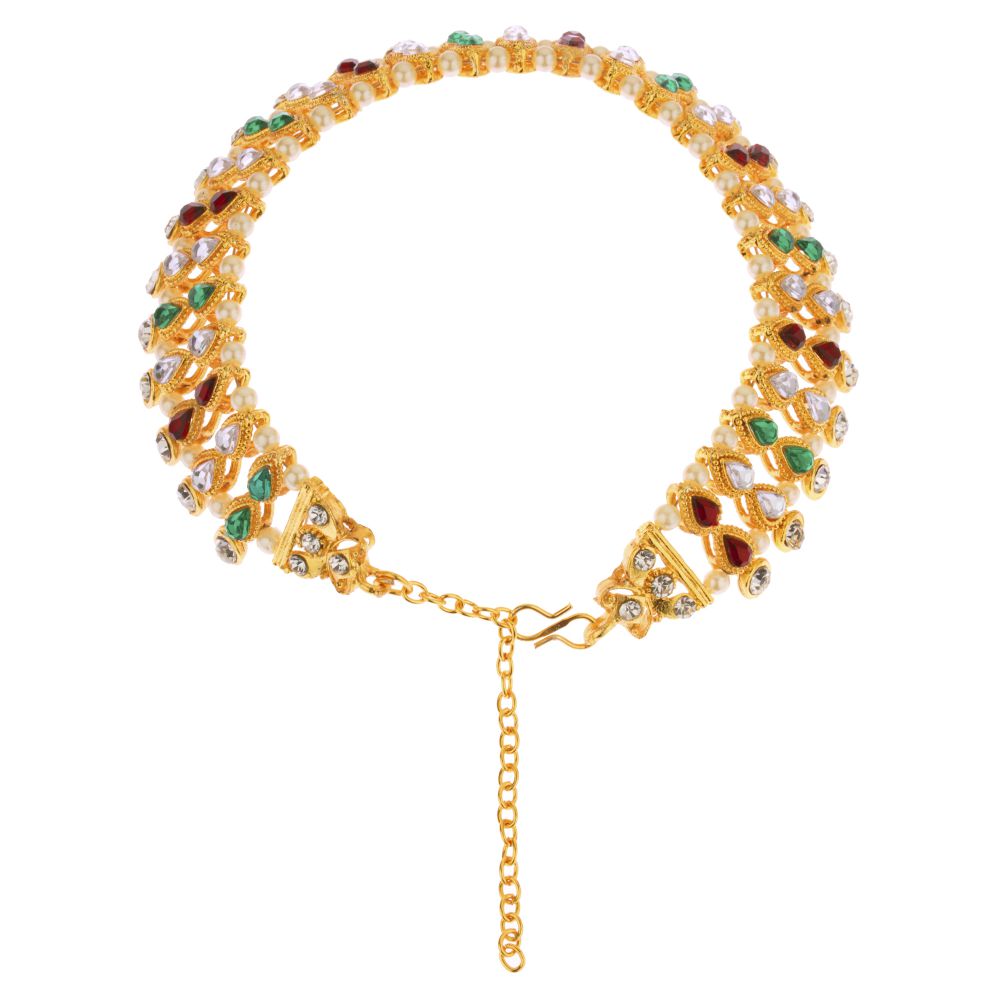 Multicolor 14 k Gold Plated Traditional Bracelet Payal Foot Jewelry Exporter