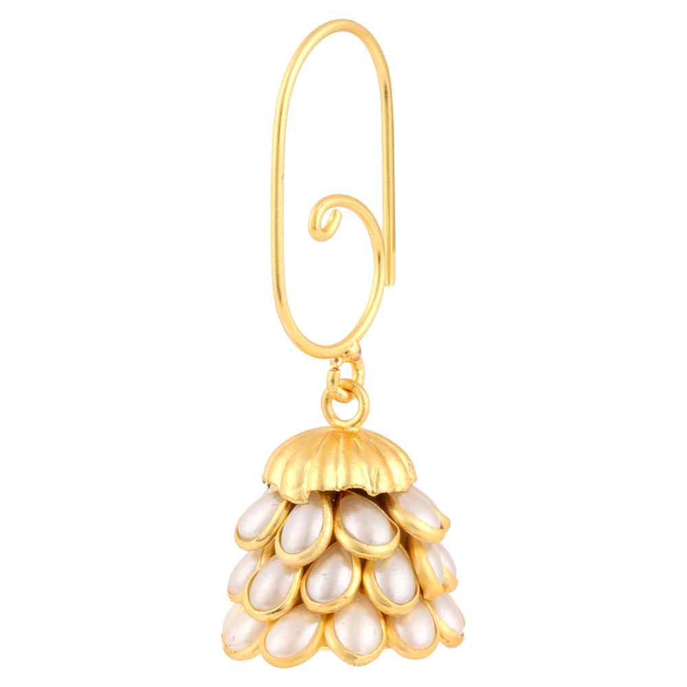 Efulgenz Indian Bollywood Gold Plated Crystal Pearl Style Leaf Jhumka Supplier