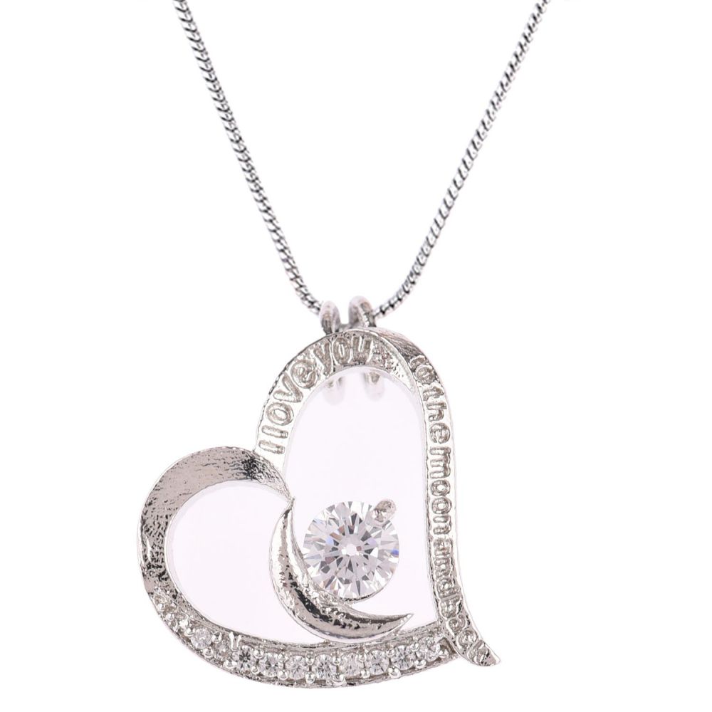 Cubic Zircon Heart Moon Love Pendant Chain Necklace Earrings Vender