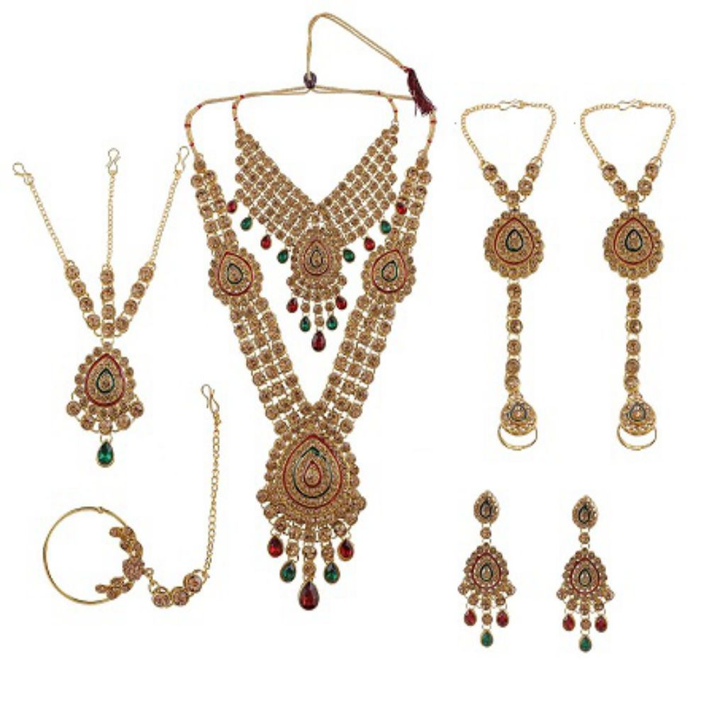 Indian Bollywood Bridal Multicolor Crystal Necklace Earring Necklace Mekar