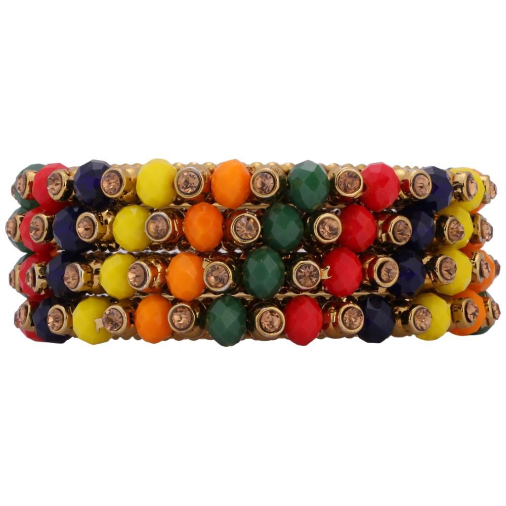 Traditional Gold Plated Multicolor Beads Crystal Bracelet Bangle Mekar