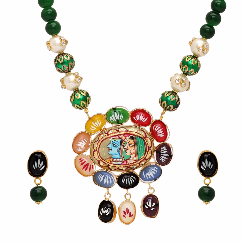 Wholesaler Jaipur Mart Gold Plated Green Color Colored Glass Stone, Color Beads