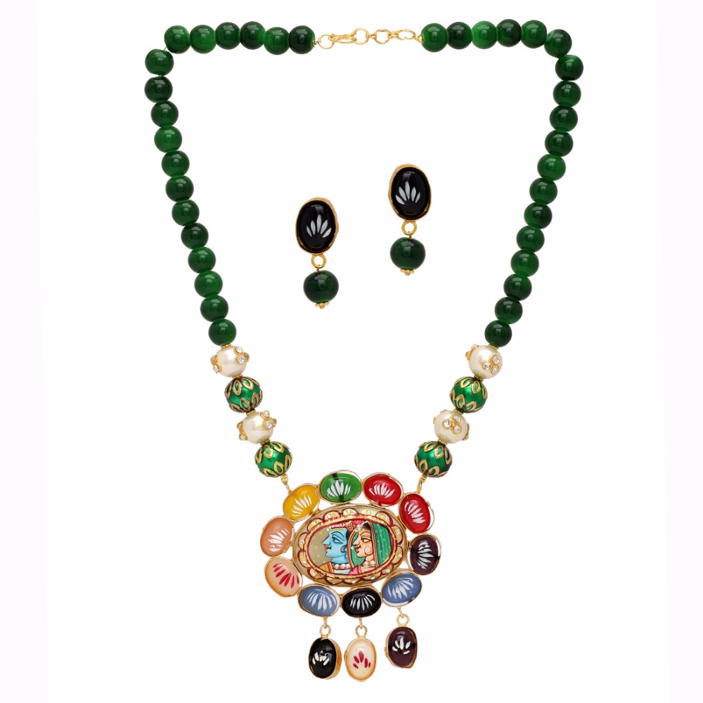 Wholesaler Jaipur Mart Gold Plated Green Color Colored Glass Stone, Color Beads