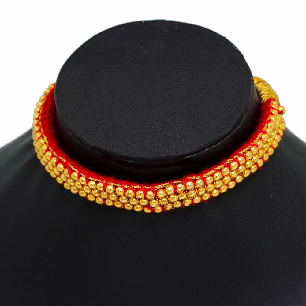 Tribal Look Rajasthani Traditional Golden Beaded Fashion Necklace Set Wholesaler