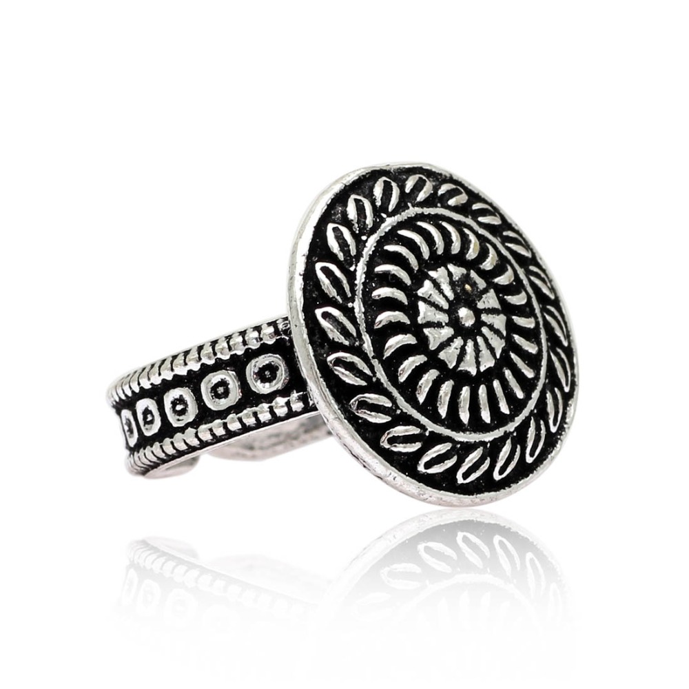 Silver Color Floral Design Oxidised Ring Wholesaler