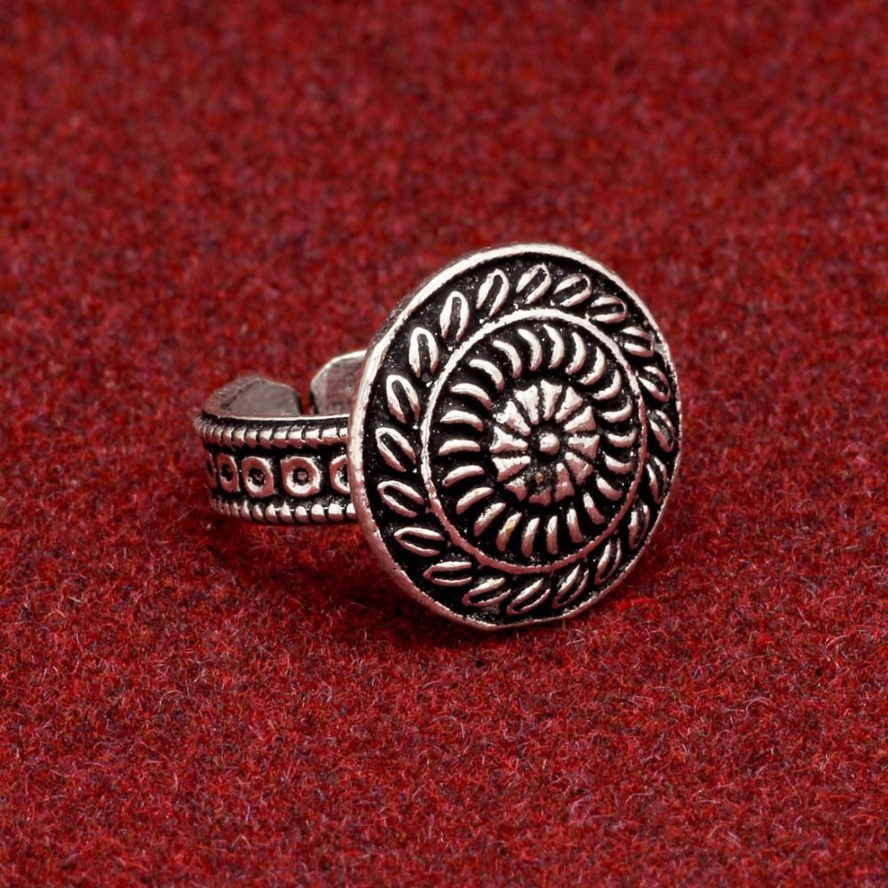 Silver Color Floral Design Oxidised Ring Wholesaler