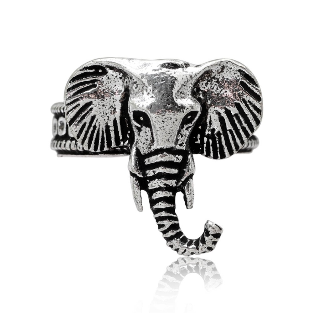 Silver Color Oxidised Elephant Design Ring Exporter