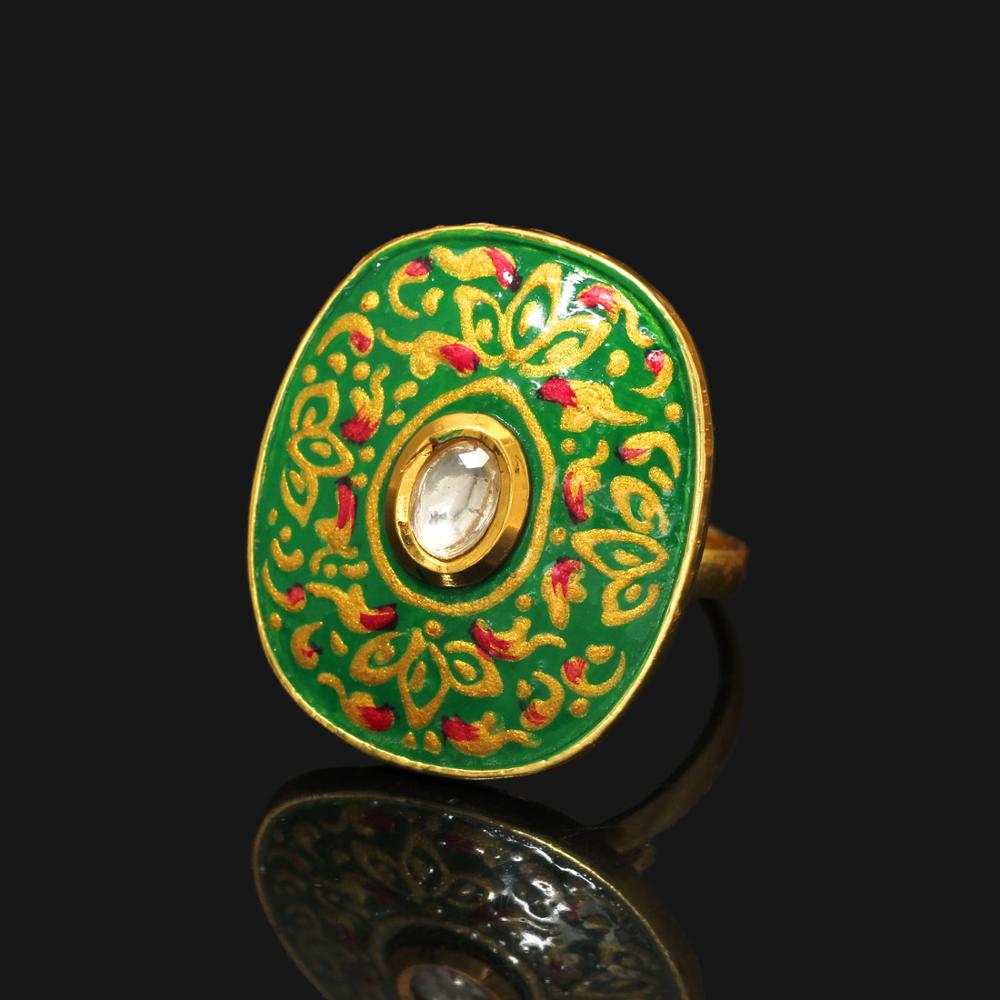 Beautiful indian jewlery Multi Color Kundan Meena Ring Men & Women Exporter