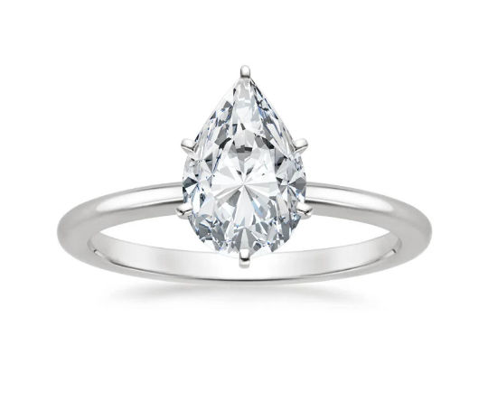 White Moissanite Pear Diamond Engagement Ring Exporter