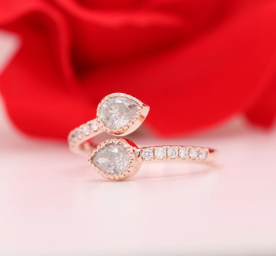 14K Rose Gold White Color Pear Shape Manugfacturer