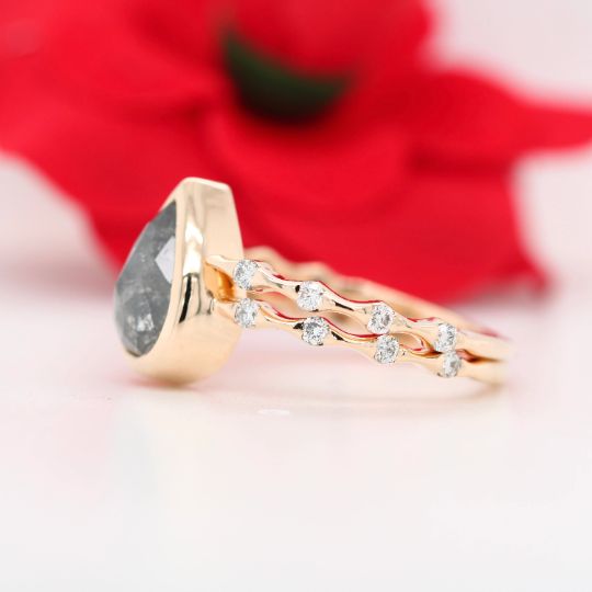 Salt And Pepper Diamond Ring On 14K Yellow Gold Galaxy Diamond Wholesaler