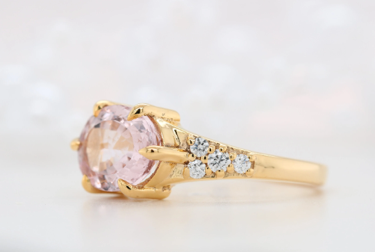 Oval Pink Morganite Stone 10K Yellow Gold Engagement Ring Exporter