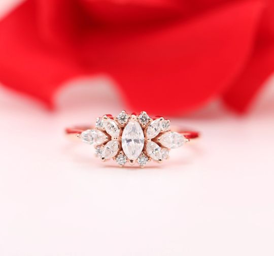 Natural Marquise Shape Designer Engagement Ring Supplier