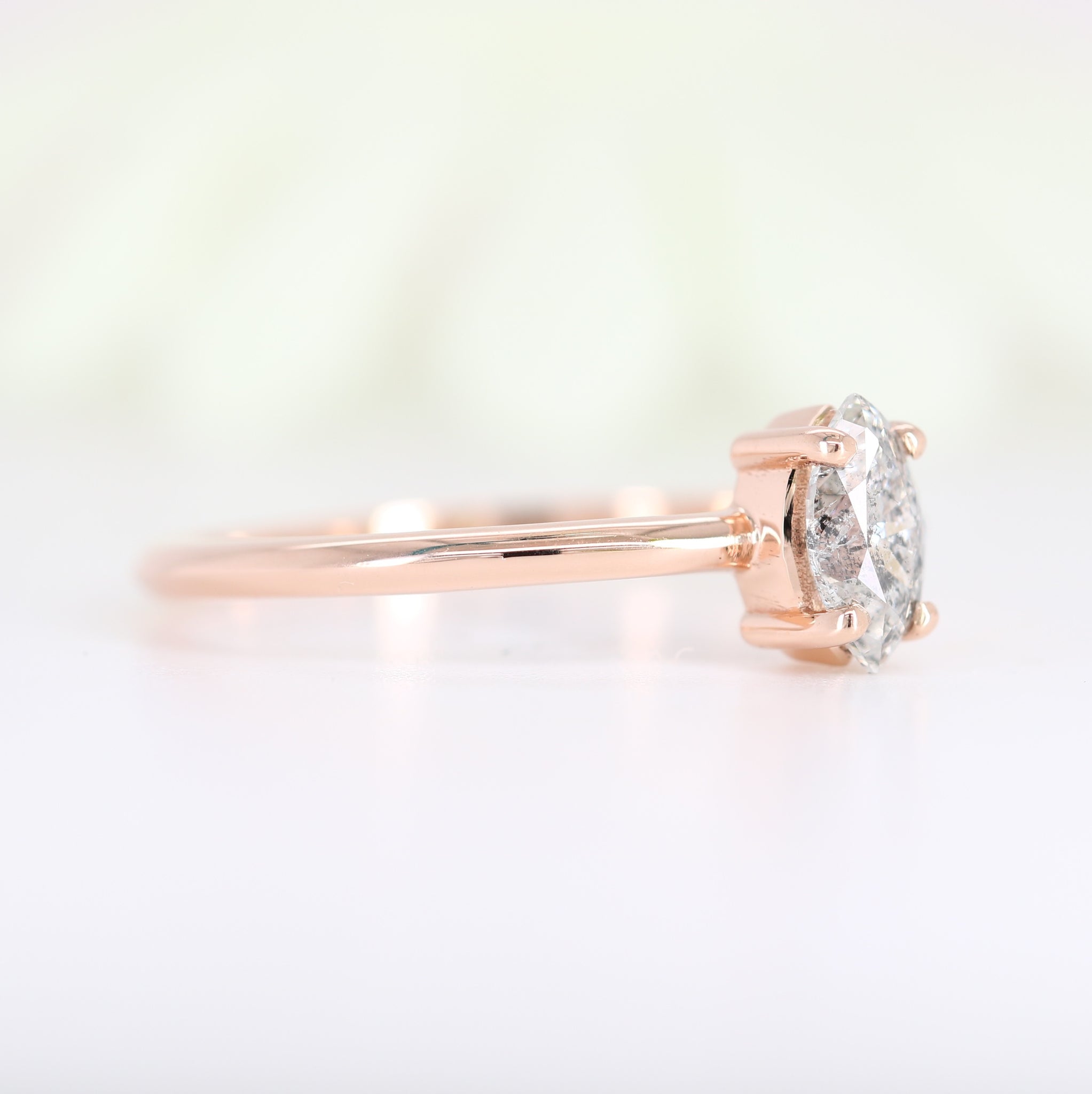 Polished Marquise Cut 14K Rose Gold Salt And Pepper Diamond Ring Manufacturer