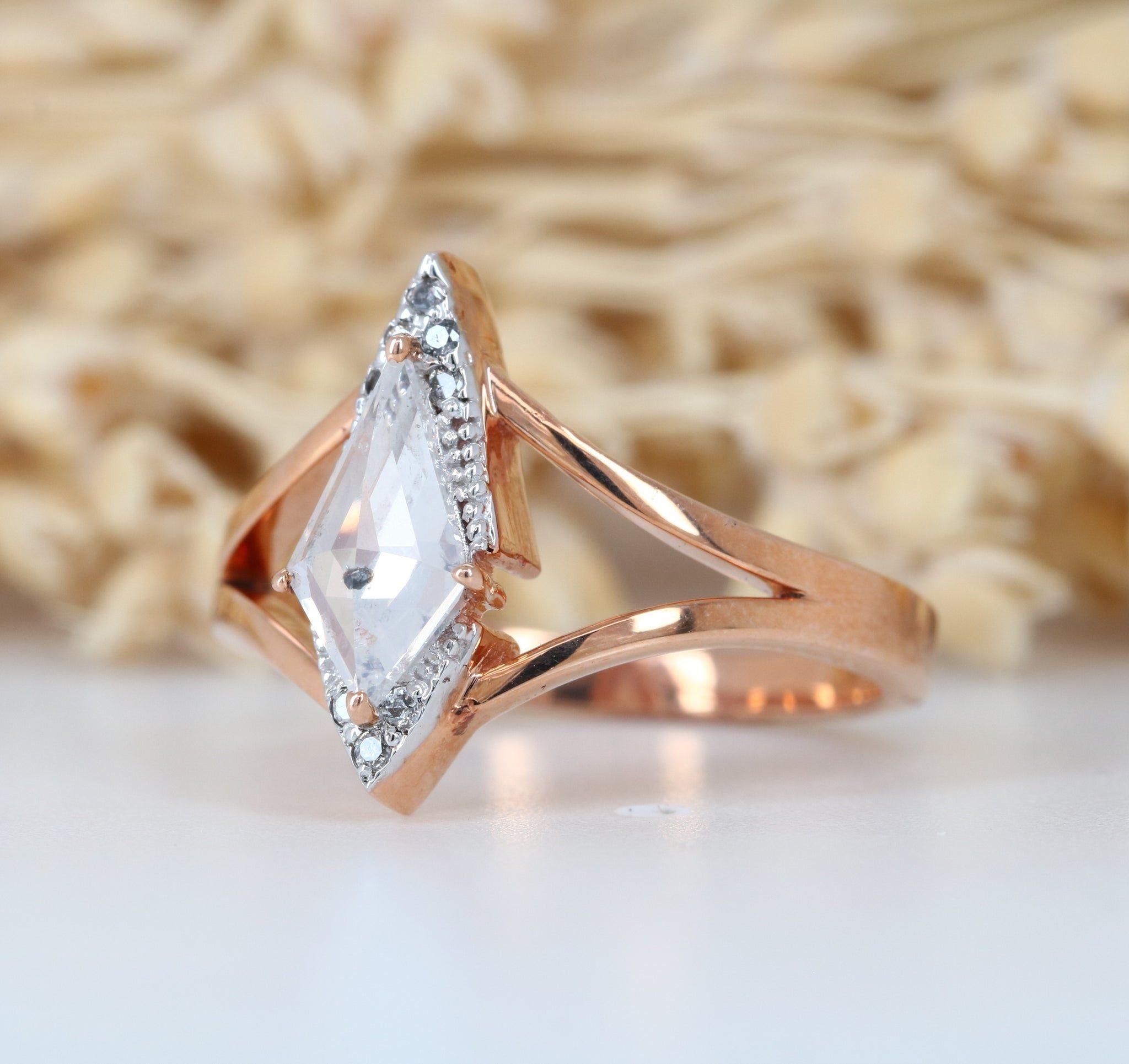 Kite Shape White Milky Diamond Engagement Ring For her Exporter