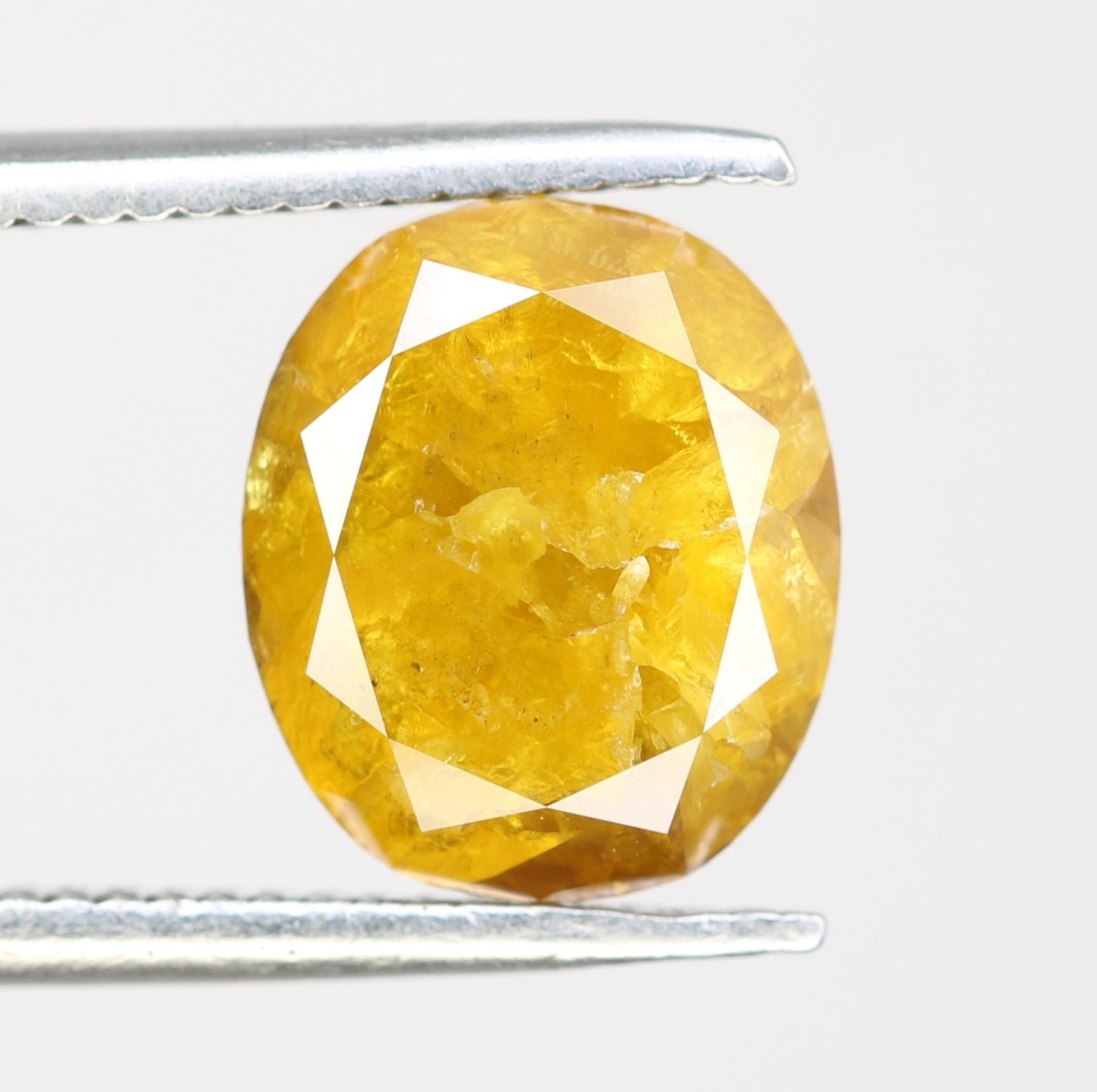 Oval Shape Loose Natural Rustic Yellow Color Diamond Exporter