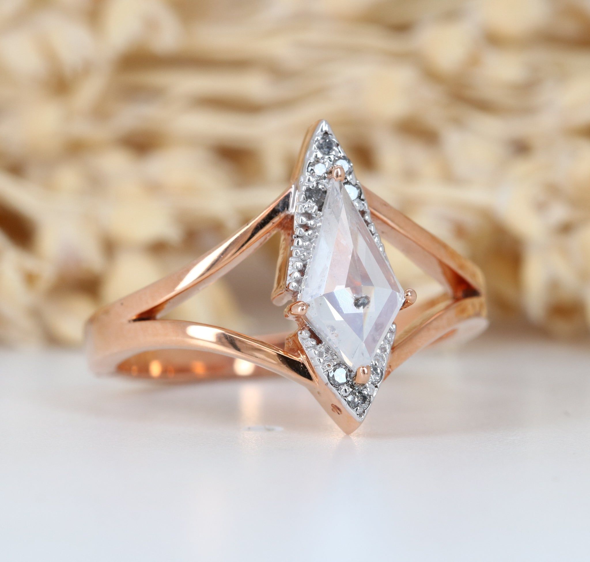 Kite Shape White Milky Diamond Engagement Ring Wholesaler