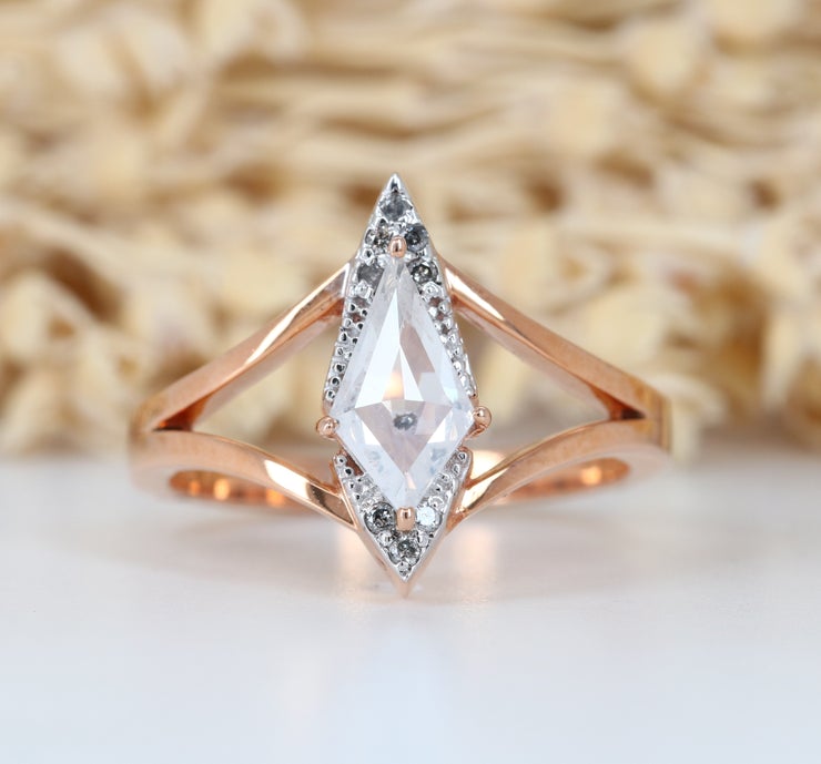 Kite Shape White Milky Diamond Engagement Ring Wholesaler