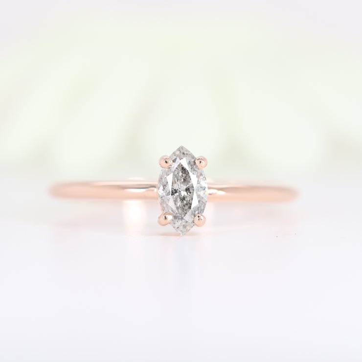 14K Rose Gold Salt And Pepper Diamond Ring Wholesaler