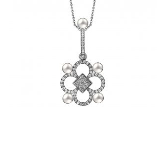 18kt White Gold Pendent Made With Pearls And Diamonds jewelry