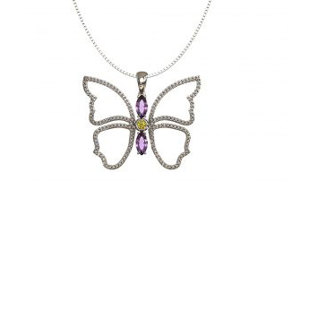 Butterfly 925 Sterling Silver White Gold Plated Chain Necklace Jewelry