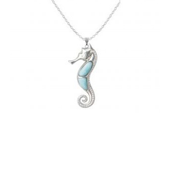 Sea Horse 18kt White Gold Chain Beautifully Necklace Jewelry