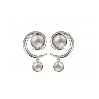 925 Silver White Gold Plated  Stunning  With Pearls Drop Studs earring Jewelry