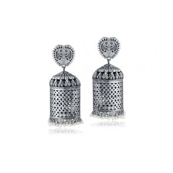 925 Sterling Silver White Gold Plated fashionable Ethnic Studs Earring Jewelry