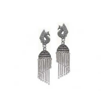 925 Sterling Silver Black Rhodium Plated Peacock Shape Studs Earrings Jewelry