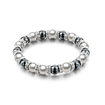 Amazing Haematite Pearls And Zircon Made Sterling Silver Bracelets Jewelry