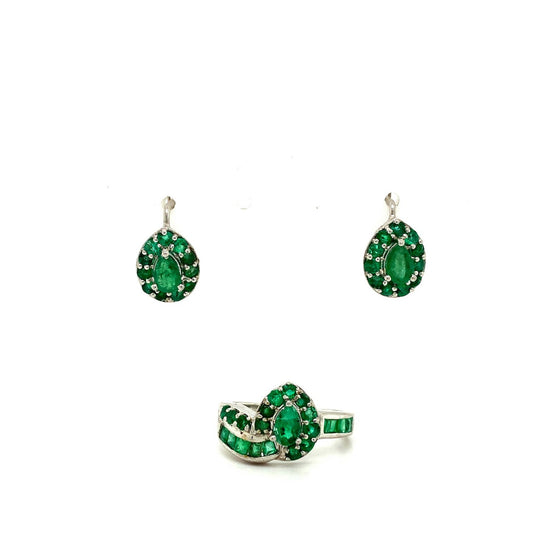 Emerald Jewellery Set in 925 Sterling Silver Exporter